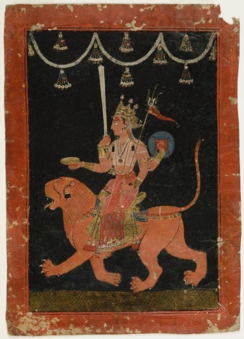 Devi Durga on Her Lion-Philadelphia Museum-Hindu Arts-Spiritual-Stumbit Arts